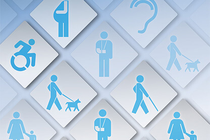 Graphic depicting a number icons, representing several accessibility needs